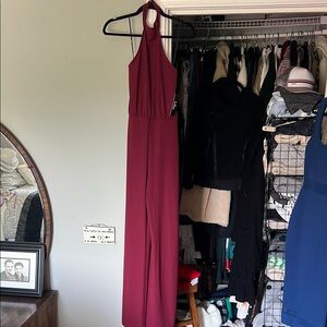 Elegant Burgundy Halter Jumpsuit